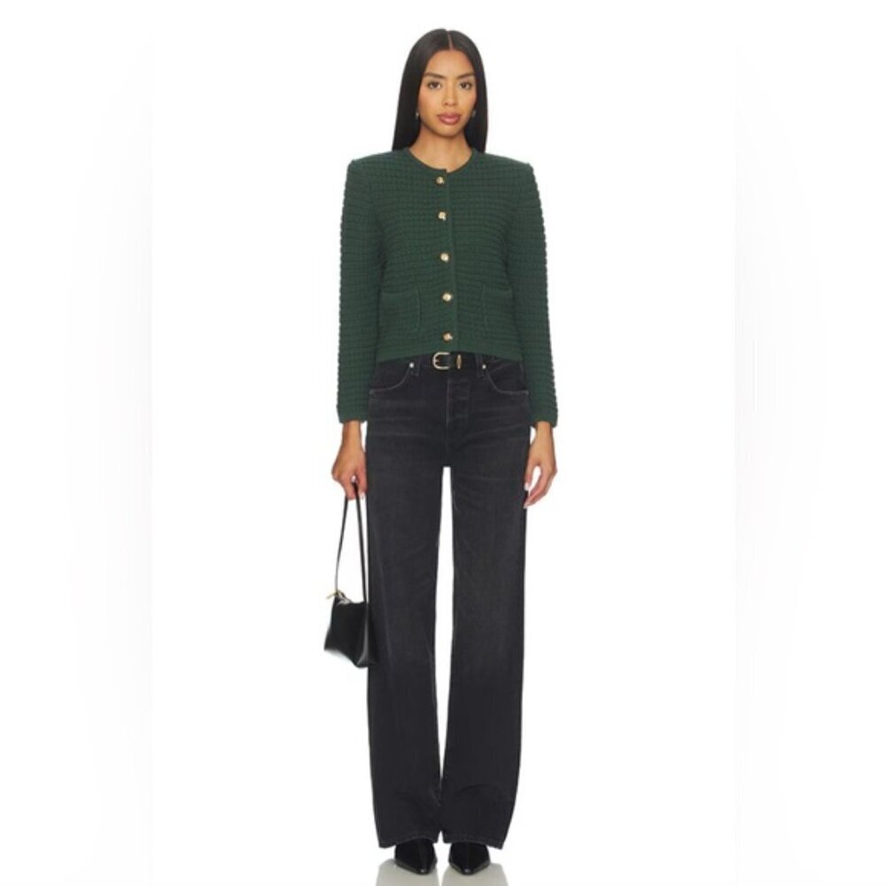NEW Ba&sh Bash Gaspard Tweed Cardigan Jacket Vertbouteille Dark Green | sz 1 / S - Picture 3 of 12